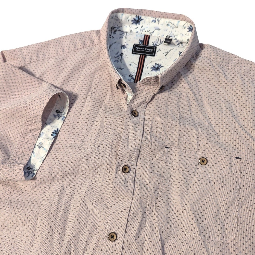7Diamonds Mens Medium Buckle Soul Serenity Pink Micro Diamond Button Down Shirt
